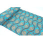 Turkish Upholstery Fabric by the Yard and Meter | Turquoise Blue Running Water Tulip Pattern Jacquard Fabric for Sofa Chair