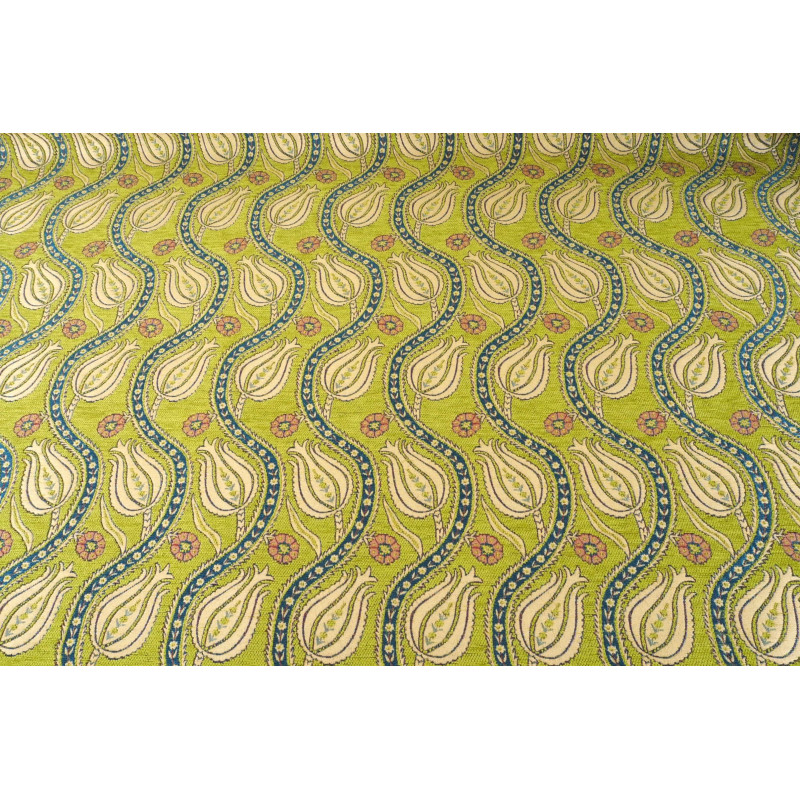 Turkish Upholstery Fabric by the Yard and Meter | Pistachio Green Running Water Tulip Pattern Jacquard Fabric for Sofa Chair Turkish Upholstery Fabric by the Yard and Meter | Pistachio Green Running Water Tulip Pattern Jacquard Fabric for Sofa Chair