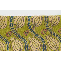 Turkish Upholstery Fabric by the Yard and Meter | Pistachio Green Running Water Tulip Pattern Jacquard Fabric for Sofa Chair