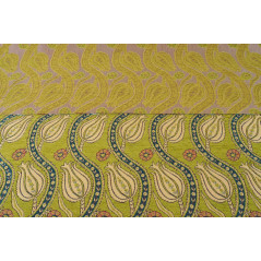 Turkish Upholstery Fabric by the Yard and Meter | Pistachio Green Running Water Tulip Pattern Jacquard Fabric for Sofa Chair