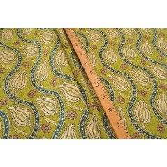 Turkish Upholstery Fabric by the Yard and Meter | Pistachio Green Running Water Tulip Pattern Jacquard Fabric for Sofa Chair