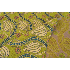 Turkish Upholstery Fabric by the Yard and Meter | Pistachio Green Running Water Tulip Pattern Jacquard Fabric for Sofa Chair