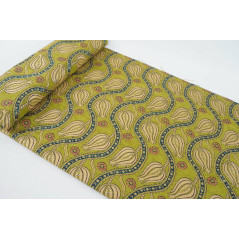 Turkish Upholstery Fabric by the Yard and Meter | Pistachio Green Running Water Tulip Pattern Jacquard Fabric for Sofa Chair