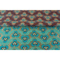 Turkish Upholstery Fabric by the Yard and Meter | Turquoise Blue Tiger Eyes Pattern Jacquard Fabric for Sofa, Chair, Curtains