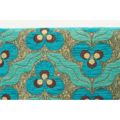 Turkish Upholstery Fabric by the Yard and Meter | Turquoise Blue Tiger Eyes Pattern Jacquard Fabric for Sofa, Chair, Curtains
