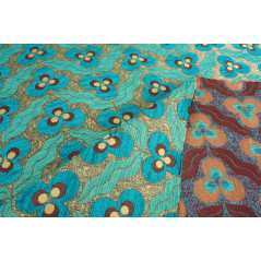 Turkish Upholstery Fabric by the Yard and Meter | Turquoise Blue Tiger Eyes Pattern Jacquard Fabric for Sofa, Chair, Curtains