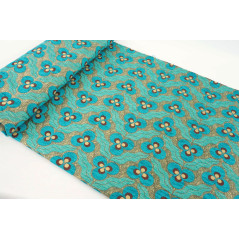 Turkish Upholstery Fabric by the Yard and Meter | Turquoise Blue Tiger Eyes Pattern Jacquard Fabric for Sofa, Chair, Curtains