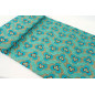 Turkish Upholstery Fabric by the Yard and Meter | Turquoise Blue Tiger Eyes Pattern Jacquard Fabric for Sofa, Chair, Curtains