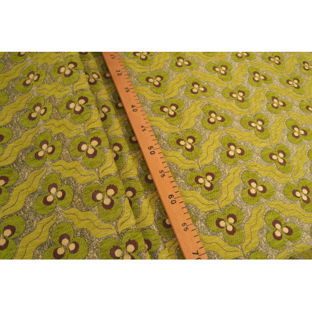 Turkish Upholstery Fabric by the Yard and Meter | Pistachio Green Tiger Eyes Pattern Jacquard Fabric for Sofa, Chair, Curtains
