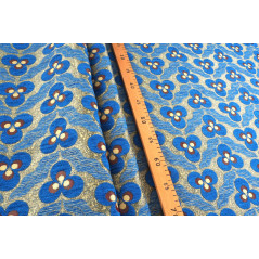 Turkish Upholstery Fabric by the Yard and Meter | Royal Blue Tiger Eyes Pattern Jacquard Fabric for Sofa, Chair, Curtains Fabric