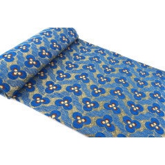 Turkish Upholstery Fabric by the Yard and Meter | Royal Blue Tiger Eyes Pattern Jacquard Fabric for Sofa, Chair, Curtains Fabric