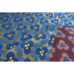 Turkish Upholstery Fabric by the Yard and Meter | Royal Blue Tiger Eyes Pattern Jacquard Fabric for Sofa, Chair, Curtains Fabric