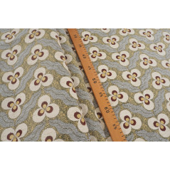 Turkish Upholstery Fabric by the Yard and Meter | Beige Tiger Eyes Pattern Jacquard Fabric for Sofa, Chair, Curtains Fabric
