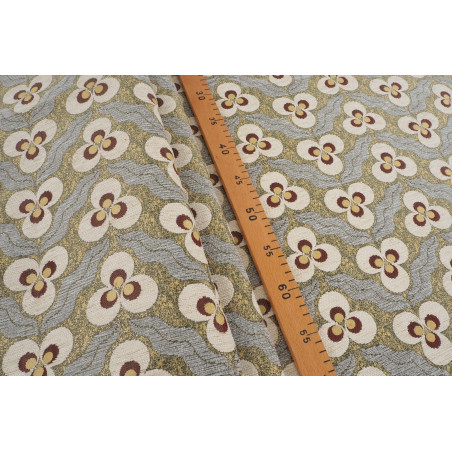 Turkish Upholstery Fabric by the Yard and Meter | Beige Tiger Eyes Pattern Jacquard Fabric for Sofa, Chair, Curtains Fabric