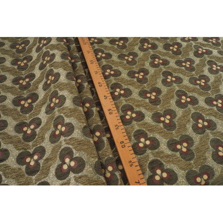 Turkish Upholstery Fabric by the Yard and Meter | Moss Green Tiger Eyes Pattern Jacquard Fabric for Sofa, Chair, Curtains Fabric