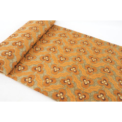 Turkish Upholstery Fabric by the Yard and Meter | Antigua Orange Tiger Eyes Pattern Jacquard Fabric for Sofa Chair,Curtains