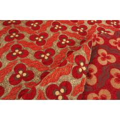 Turkish Upholstery Fabric by the Yard and Meter | Red Tiger Eyes Pattern Jacquard Fabric for Sofa Chair,Curtains Fabric