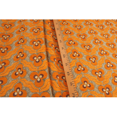 Turkish Upholstery Fabric by the Yard and Meter | Orange Tiger Eyes Pattern Jacquard Fabric for Sofa Chair,Curtains Fabric