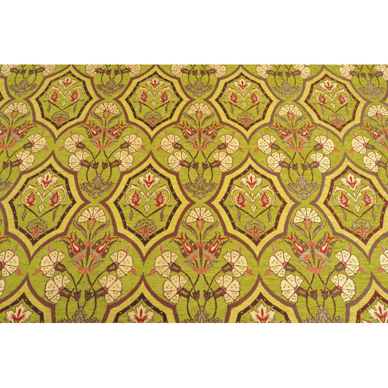 Turkish Upholstery Fabric by the Yard and Meter | Pistachio Green Carnation Pattern Jacquard Fabric for Sofa Chair,Curtains