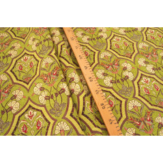 Turkish Upholstery Fabric by the Yard and Meter | Pistachio Green Carnation Pattern Jacquard Fabric for Sofa Chair,Curtains