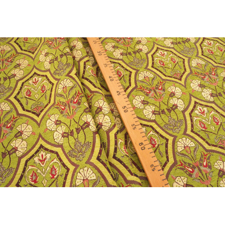 Turkish Upholstery Fabric by the Yard and Meter | Pistachio Green Carnation Pattern Jacquard Fabric for Sofa Chair,Curtains