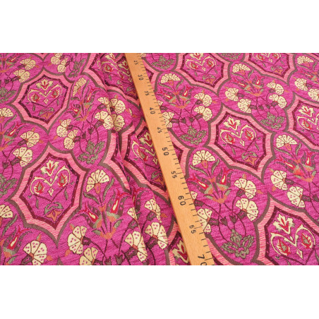 Turkish Upholstery Fabric by the Yard and Meter | Mazenda Pink Carnation Pattern Jacquard Fabric for Sofa Chair,Curtains Fabric