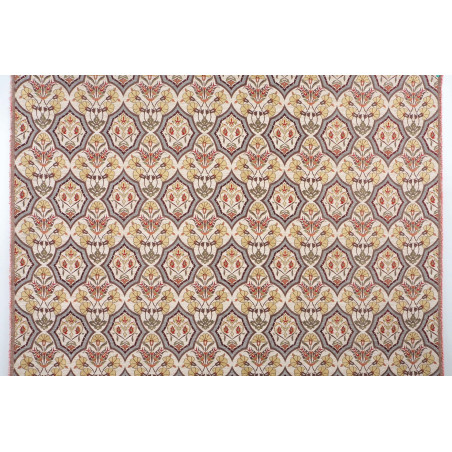 Upholstery Fabric, Turkish Fabric By the Meter, By the Yard, Beige Carnation Pattern Jacquard Chenille Upholstery Fabric