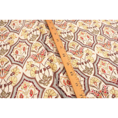 Turkish Upholstery Fabric by the Yard and Meter | Beige Carnation Pattern Jacquard Fabric for Sofa Chair,Curtains Fabric