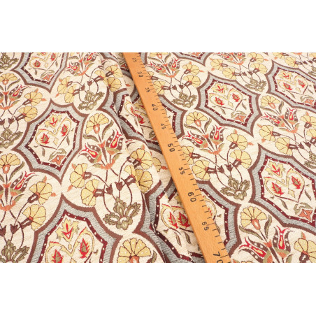Turkish Upholstery Fabric by the Yard and Meter | Beige Carnation Pattern Jacquard Fabric for Sofa Chair,Curtains Fabric