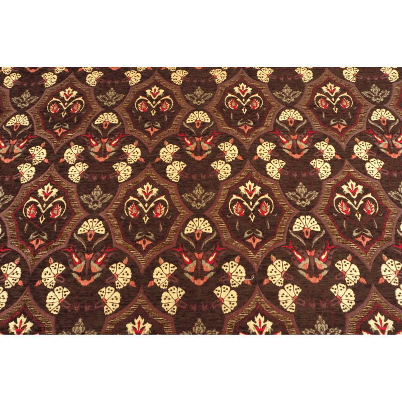 Turkish Upholstery Fabric by the Yard and Meter | Brown Carnation Pattern Jacquard Fabric for Sofa Chair,Curtains Fabric