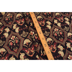 Turkish Upholstery Fabric by the Yard and Meter | Black Carnation Pattern Jacquard Fabric for Sofa Chair,Curtains Fabric