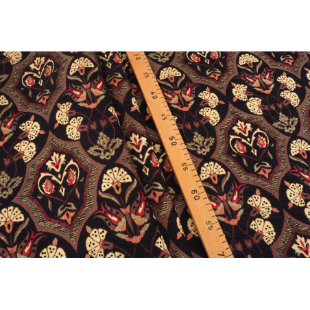 Turkish Upholstery Fabric by the Yard and Meter | Black Carnation Pattern Jacquard Fabric for Sofa Chair,Curtains Fabric