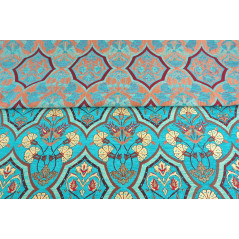 Turkish Upholstery Fabric by the Yard and Meter | Turquoise Blue Carnation Pattern Jacquard Fabric for Sofa Chair,Curtain Fabric
