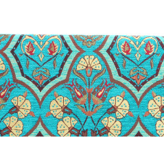 Turkish Upholstery Fabric by the Yard and Meter | Turquoise Blue Carnation Pattern Jacquard Fabric for Sofa Chair,Curtain Fabric