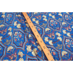 Turkish Upholstery Fabric by the Yard and Meter | Royal Blue Carnation Pattern Jacquard Fabric for Sofa Chair,Curtains Fabric