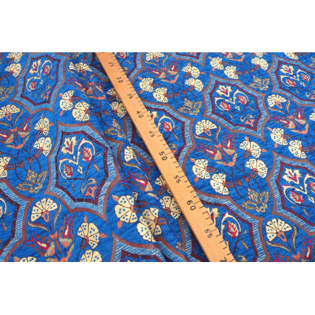 Turkish Upholstery Fabric by the Yard and Meter | Royal Blue Carnation Pattern Jacquard Fabric for Sofa Chair,Curtains Fabric