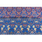 Turkish Upholstery Fabric by the Yard and Meter | Royal Blue Carnation Pattern Jacquard Fabric for Sofa Chair,Curtains Fabric