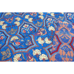 Turkish Upholstery Fabric by the Yard and Meter | Royal Blue Carnation Pattern Jacquard Fabric for Sofa Chair,Curtains Fabric