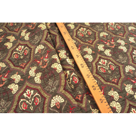 Turkish Upholstery Fabric by the Yard and Meter | Moss Green Carnation Pattern Jacquard Fabric for Sofa Chair,Curtains Fabric