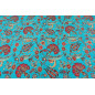 Turkish Upholstery Fabric by the Yard and Meter | Turquoise Blue Caucasus Carnation Pattern Jacquard Fabric for Sofa Chair