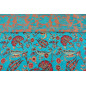 Turkish Upholstery Fabric by the Yard and Meter | Turquoise Blue Caucasus Carnation Pattern Jacquard Fabric for Sofa Chair