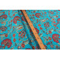 Turkish Upholstery Fabric by the Yard and Meter | Turquoise Blue Caucasus Carnation Pattern Jacquard Fabric for Sofa Chair