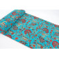 Turkish Upholstery Fabric by the Yard and Meter | Turquoise Blue Caucasus Carnation Pattern Jacquard Fabric for Sofa Chair