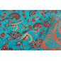 Turkish Upholstery Fabric by the Yard and Meter | Turquoise Blue Caucasus Carnation Pattern Jacquard Fabric for Sofa Chair