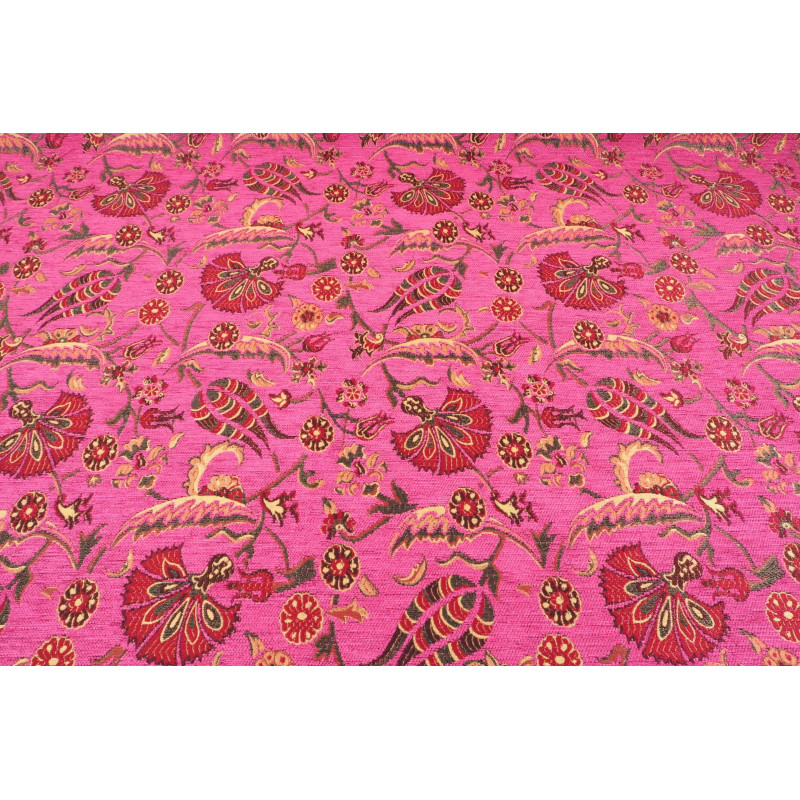 Turkish Upholstery Fabric by the Yard and Meter | Mazenda Pink Caucasus Carnation Pattern Jacquard Fabric for Sofa Chair,Curtain Turkish Upholstery Fabric by the Yard and Meter | Mazenda Pink Caucasus Carnation Pattern Jacquard Fabric for Sofa Chair,Curtain