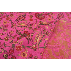 Turkish Upholstery Fabric by the Yard and Meter | Mazenda Pink Caucasus Carnation Pattern Jacquard Fabric for Sofa Chair,Curtain