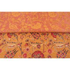 Turkish Upholstery Fabric by the Yard and Meter | Mustard Caucasus Carnation Pattern Jacquard Fabric for Sofa Chair,Curtains