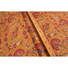 Turkish Upholstery Fabric by the Yard and Meter | Mustard Caucasus Carnation Pattern Jacquard Fabric for Sofa Chair,Curtains