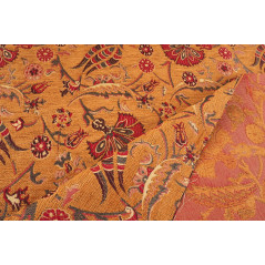 Turkish Upholstery Fabric by the Yard and Meter | Mustard Caucasus Carnation Pattern Jacquard Fabric for Sofa Chair,Curtains