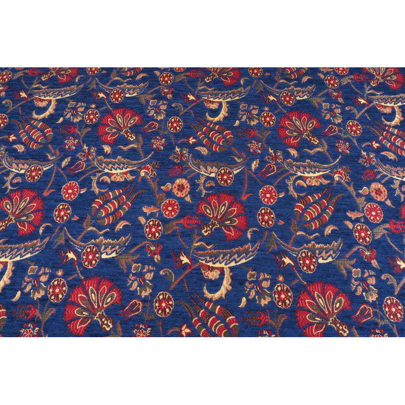 Turkish Upholstery Fabric by the Yard and Meter | Dark Navy Blue Caucasus Carnation Pattern Jacquard Fabric for Sofa Chair Turkish Upholstery Fabric by the Yard and Meter | Dark Navy Blue Caucasus Carnation Pattern Jacquard Fabric for Sofa Chair